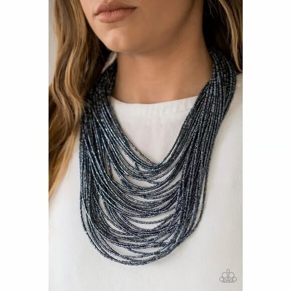 Paparazzi Ice Storm - Blue Sead Bead Necklace - Picture 5 of 6